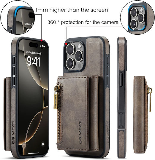 DG.MING Back Cover Δερματίνης / Tempered Glass Καφέ (iPhone 16 Pro)