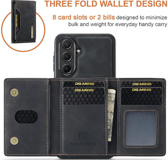 DG.MING Wallet Δερματίνης / Tempered Glass Μαύρο (Galaxy A35)