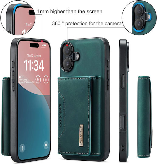 DG.MING Wallet Δερματίνης / Tempered Glass Πράσινο (iPhone 16)