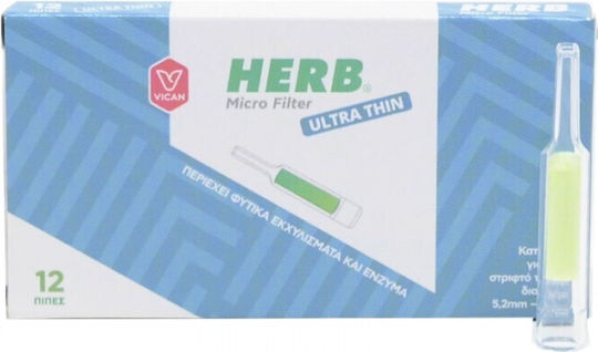 Vican Zigarettenpfeifen HERB Micro Filter Ultra Dünn 6,2 mm Grüne 12 Stück