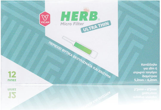 Vican Zigarettenpfeifen HERB Micro Filter Ultra Dünn 6,2 mm Grüne 12 Stück