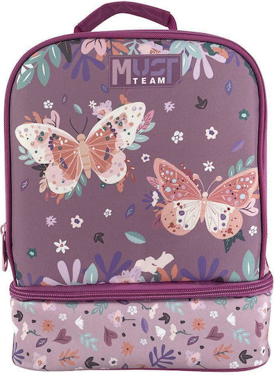 Must Team School Insulated Shoulder Lunch Bag 7L Butterflies Lilac 22x16x28cm