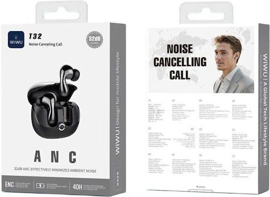 Wiwu T32 In-ear Bluetooth Handsfree Earphones with Sweat Resistance and Charging Case Black