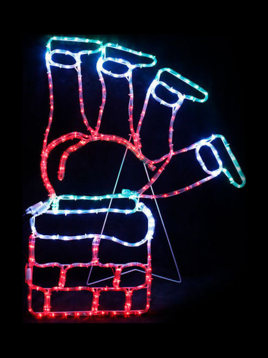 Leuchtender Dekorativer Weihnachtsmann Elektrisch Für den Außenbereich mit Lichterkette Mehrfarbig 100x78cm Santa Climb Chimney