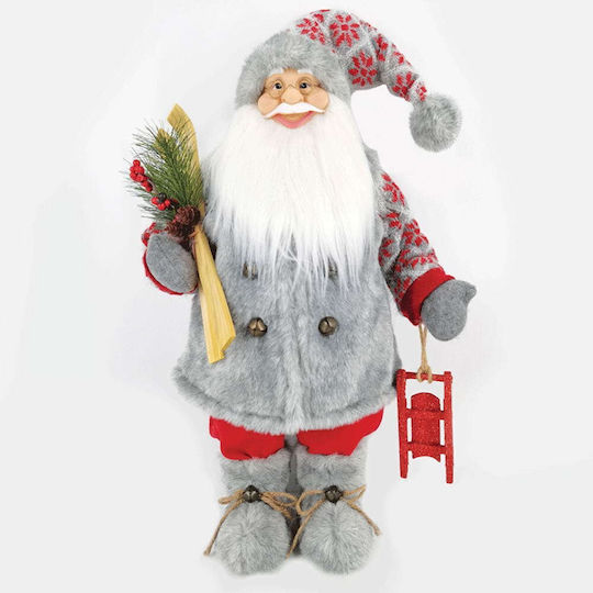 Dekorativer Weihnachtsmann Gray aus Stoff 60cm Saint Nicholas