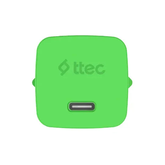 TTEC GaN Charger With USB-C Port And USB-C - USB-C Cable 45W Power Delivery Neon Green SmartCharger
