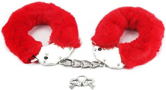 Rimba Police Handcuffs With Fur Cătușe în Culoare Roșu