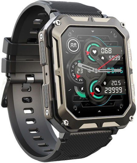 Rubicon RNCF27 54mm Smartwatch με Παλμογράφο (Black)