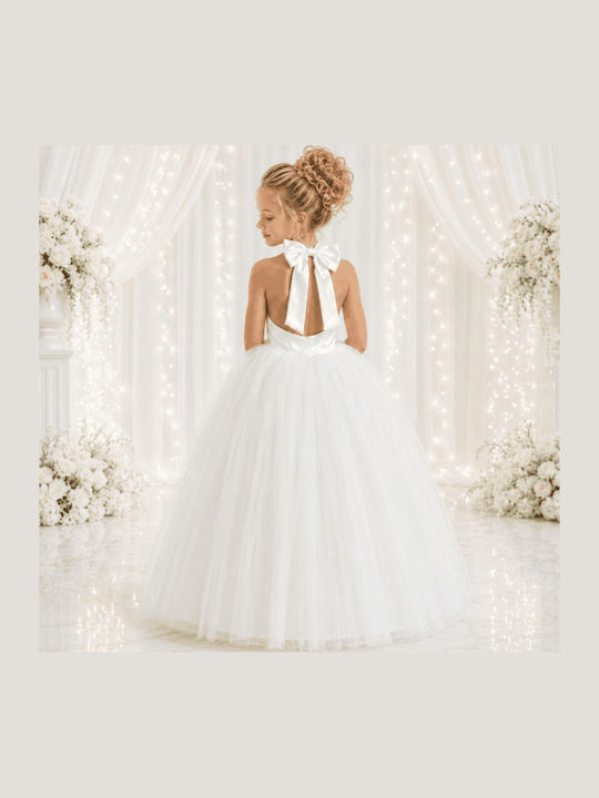 Girls Dress Sleeveless for Flower Girl White