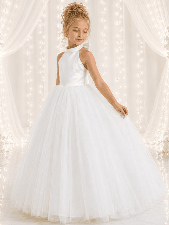 Girls Dress Sleeveless for Flower Girl White