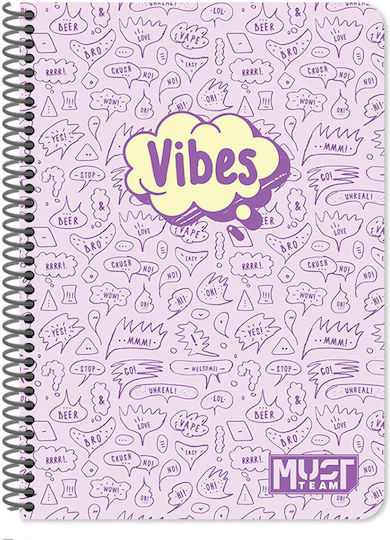 Must Team Spiral Ruled School Notebooks B5 30 Paper Sheets 8 Pieces (Various Designs)