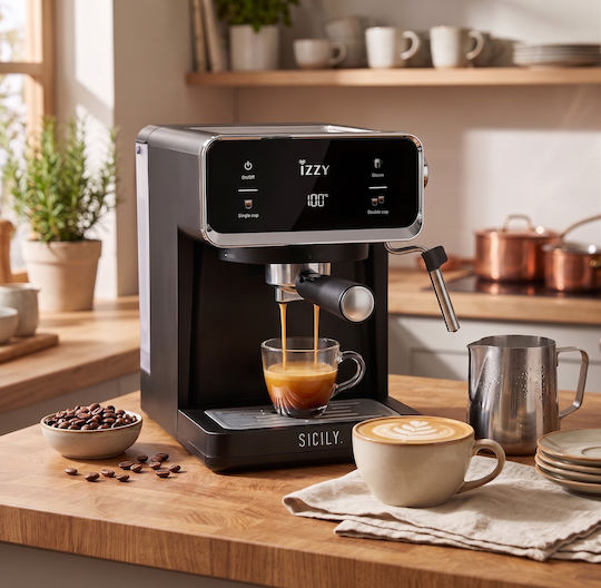 Izzy IZ-6017 Automatic Espresso Machine 1000W Pressure 20bar Black