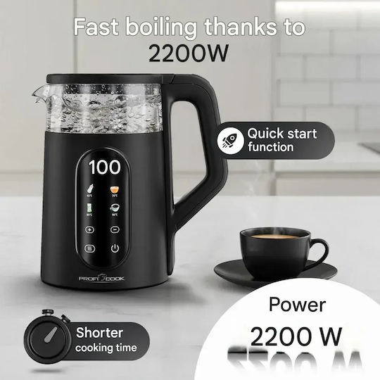 Profi Cook Fierbător de Apă 1.7l 2200W Negru