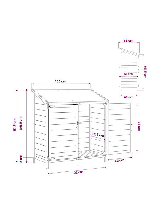 Wooden Garden Shed White M1.065xW0.56xH1.135m