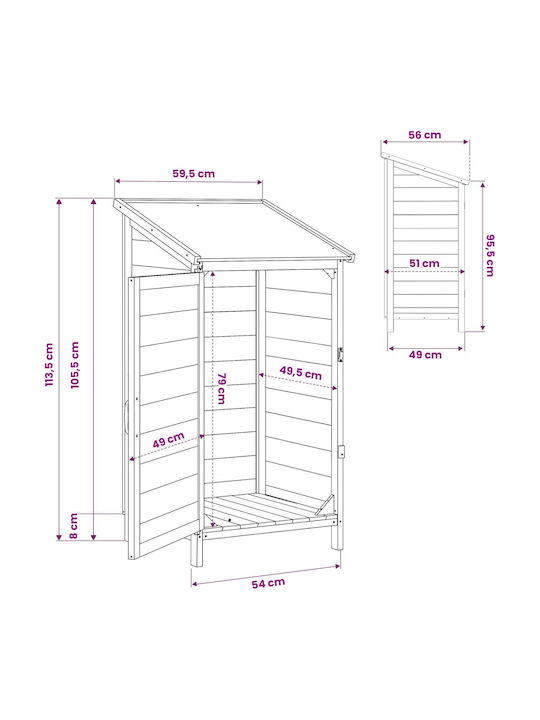 Wooden Garden Shed M0.595xP0.56xH1.135m