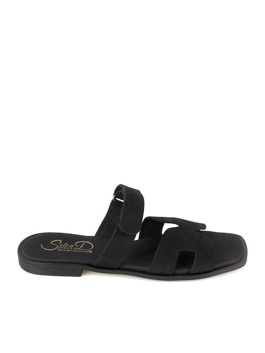 Leather Women's Flat Sandals Black