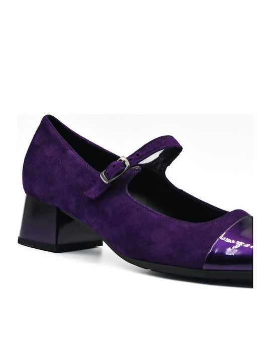 Leder Spitze Zehe Pumps Lila