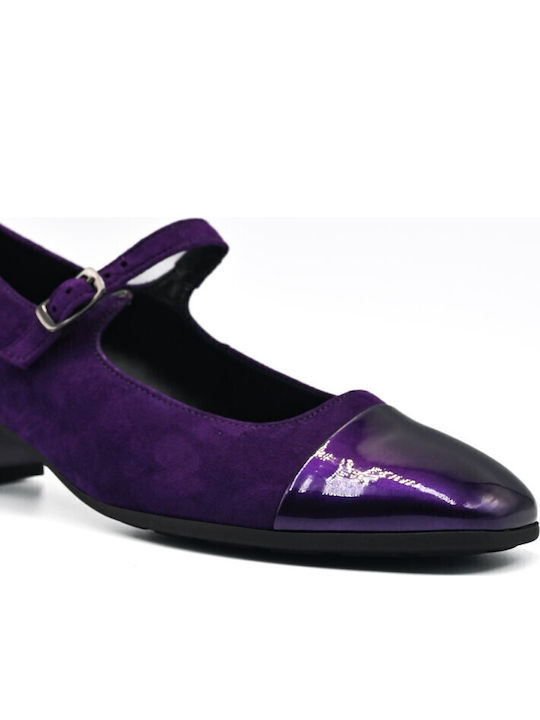 Leder Spitze Zehe Pumps Lila