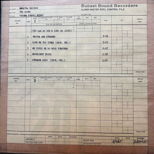 Doors Strange Days 1967 A Work In Progress Part 2 Vinyl