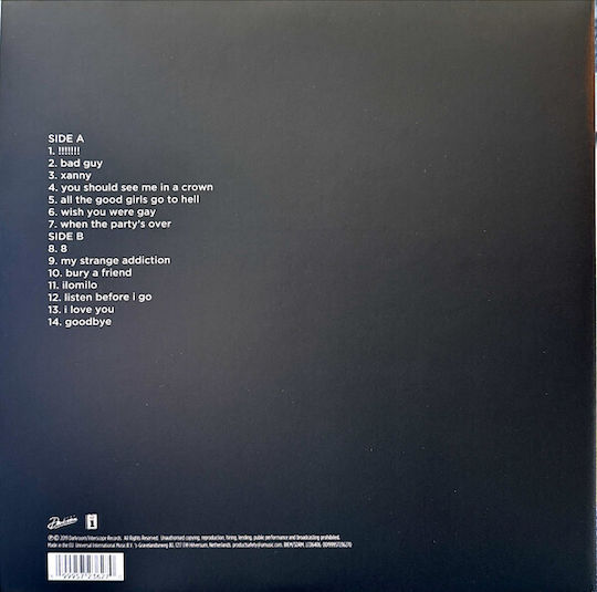 Billie Eilish When We All Fall Asleep Where Do We Go? Vinyl