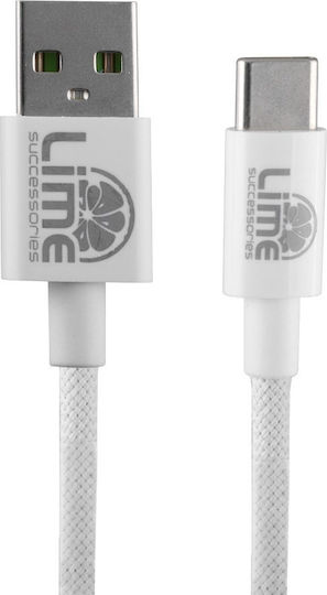 Lime Braided USB 2.0 Cable USB-C male - USB-A 120W Πράσινο 1m
