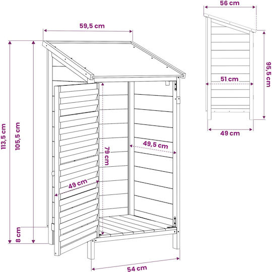 Wooden Garden Shed M0.59xP0.56xH1.135m