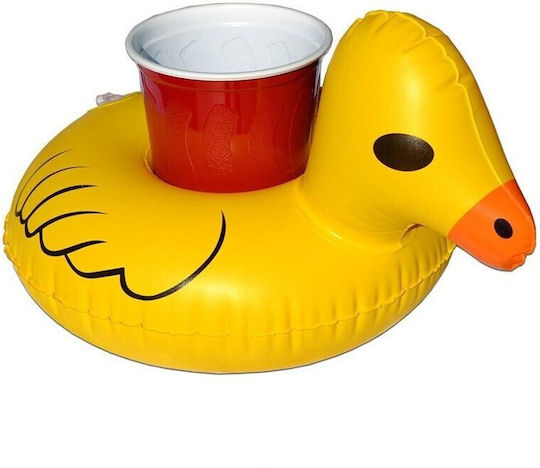 Inflatable Yellow Duck Shaped Φουσκωτή Θήκη Ποτού Κίτρινη 23x19cm