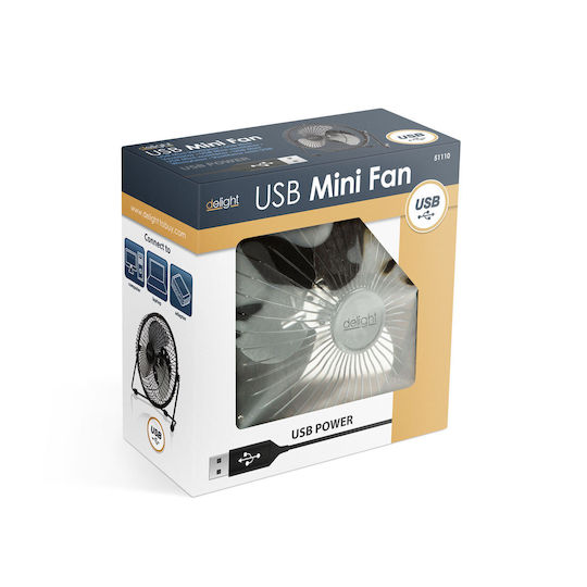 Ventilator De Birou Mini USB 5V Compact Reglabil Silențios Metalic 18 Cm