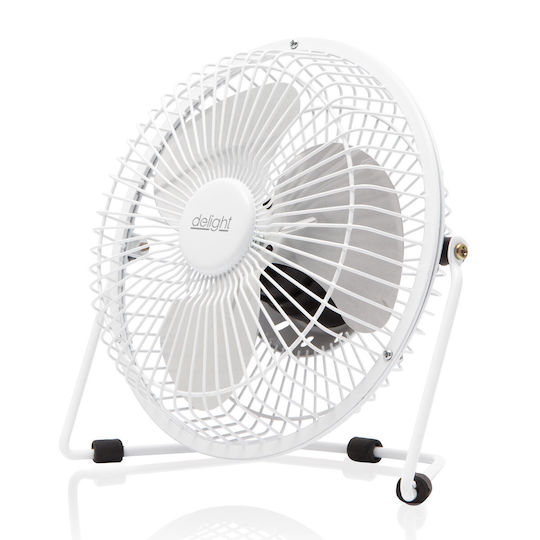 Mini Ventilator De Birou Usb 5v Reglabil Compact Silențios Metalic Alb 18 Cm