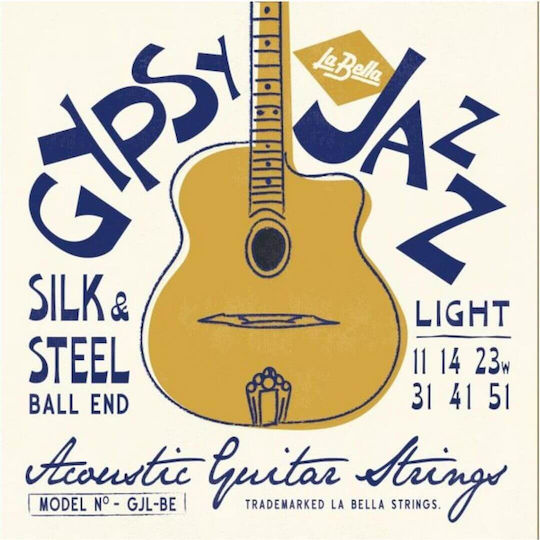 La Bella Gypsy Jazz Silk & Steel Σετ Χορδών Silk Ακουστικής Κιθάρας 11 - 51" Light