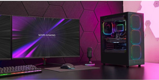 Tacens MARS MC-NEBULA Gaming Midi-Turm Computergehäuse mit Seitenfenster und ARGB-Beleuchtung Schwarz