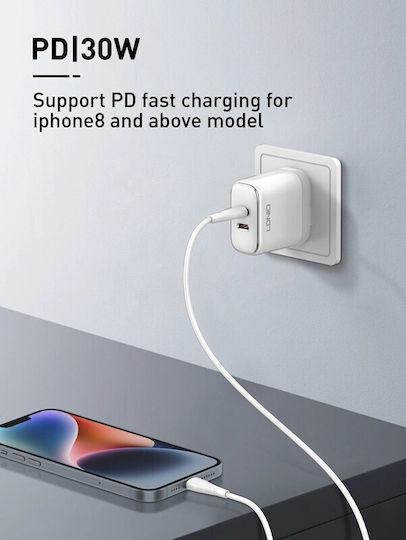 Ldnio USB-C to Lightning Cable 30W White 1m
