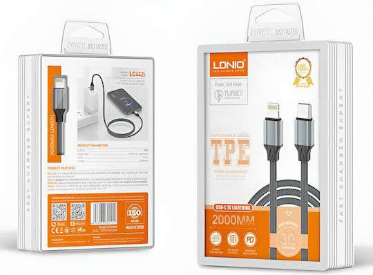 Ldnio USB-C to Lightning Cable 30W Μαύρο 2m