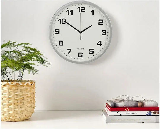 Silberne Analoge Wanduhr 20cm Leiser Quarzmechanismus