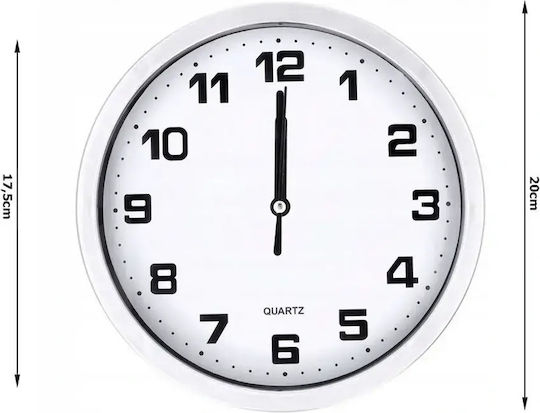 Silberne Analoge Wanduhr 20cm Leiser Quarzmechanismus
