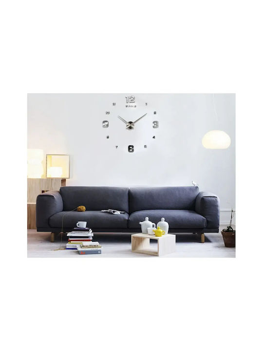 Aufkleber Wanduhr 3d Xxl 130cm Silber Moderne Eindrucksvolle Dekoration