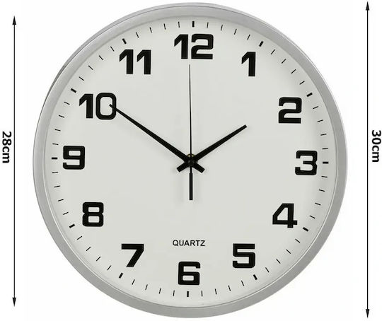 Silberne Analoge Wanduhr 30cm Leiser Quarzmechanismus Großes Zifferblatt