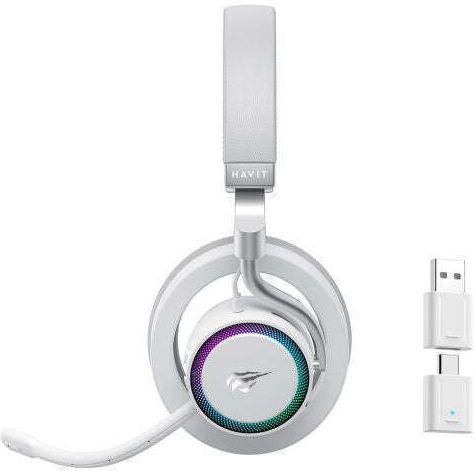 Havit Fuxi-H8 Wireless On Ear Gaming Headset with 3.5mm / USB Connection White for Nintendo Switch / PC / PS4 / PS5