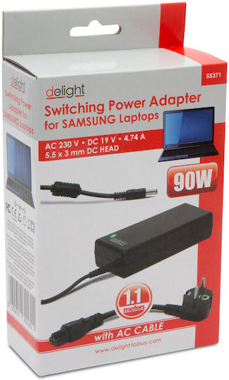 Încărcător Laptop Samsung 90w 19v 4.74a Mufă 5.5x3mm Protecție Supratensiune Negru