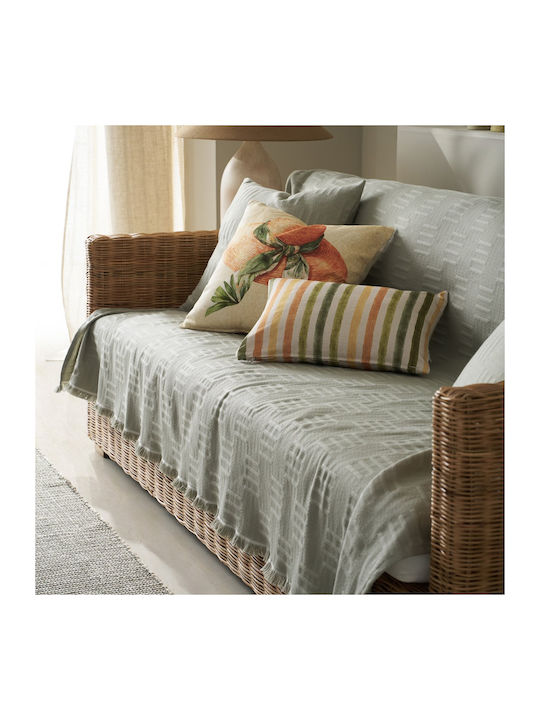 Gofis Home Calyra Four-Seater Sofa Jacquard Throw 180x350cm Smoke Green