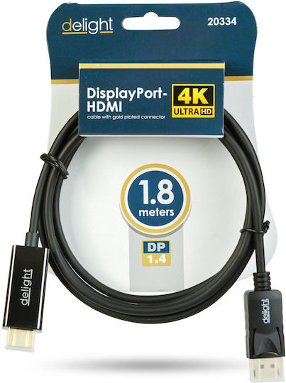 Cablu DisplayPort La HDMI 1.8m 4K UHD 60Hz Audio Video Negru