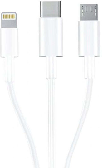 3MK USB to micro USB / Lightning / Type-C Cable Λευκό 1.2m