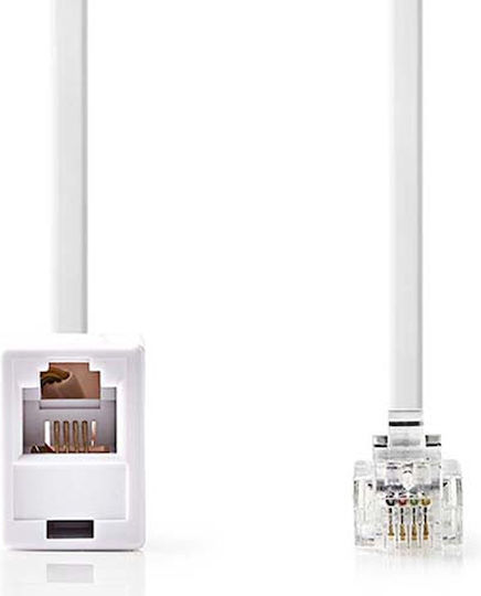 Nedis RJ11 Male to RJ11 Female Telephone Cable 10m White