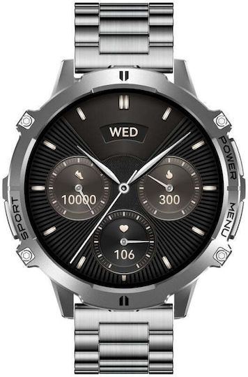Gravity GT42-4 Stainless Steel 53mm Smartwatch με Παλμογράφο (Graphite)