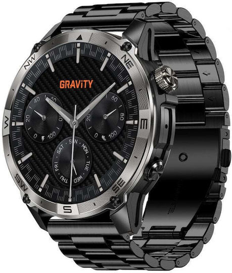 Gravity GT46-4 49mm Smartwatch με Παλμογράφο (Black)