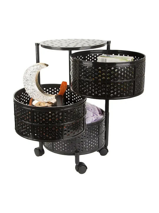 Verk Group Kitchen Cart Metallic 3 Tiers Black 34x34x55cm