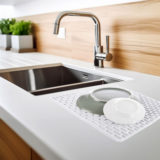 Sink Mat Rubber White 33 X 28 Cm Perforated Non-slip Orion