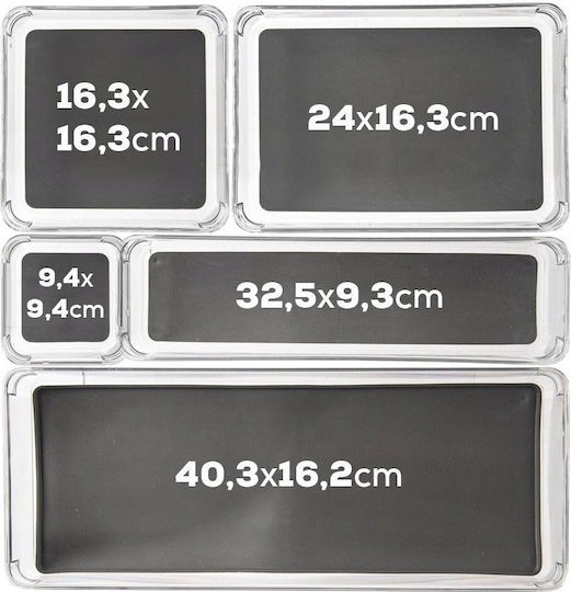 Orion Drawer Organizer Container Grey 16 X 16 X 4.5 Cm Orion Non-slip