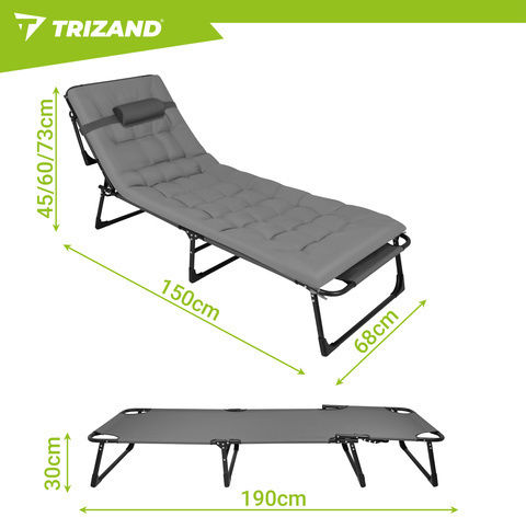 Trizand Ξαπλώστρα-Πολυθρόνα Παραλίας Μπεζ 192x68x28εκ.