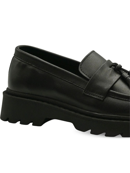 Leather Women's Loafers in Black Colour